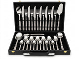 29-Piece Silver Stainless Steel Cutlery Set with Executive Briefcase | Handcrafted Wazirabad Flatware | Lifetime Warranty