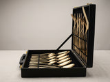 28-Piece Pure Gold Cutlery Set with Executive Briefcase | Authentic Wazirabad Handcrafted Flatware | 5-Year Warranty