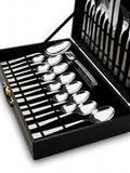 29-Piece Silver Stainless Steel Cutlery Set with Executive Briefcase | Handcrafted Wazirabad Flatware | Lifetime Warranty