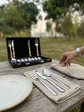 29-Piece Silver Stainless Steel Cutlery Set with Executive Briefcase | Handcrafted Wazirabad Flatware | Lifetime Warranty