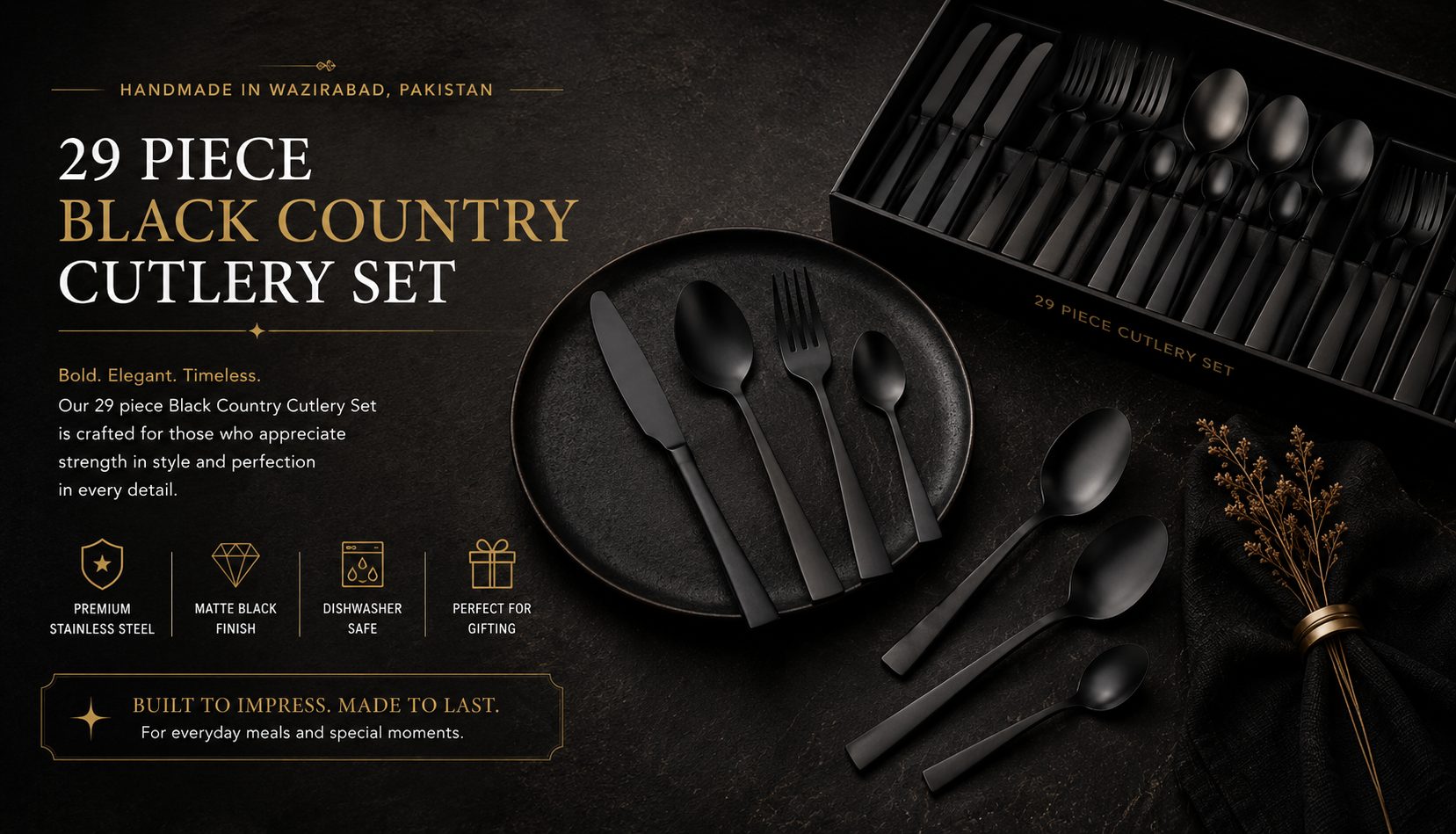 29 piece Black Country cutlery set
